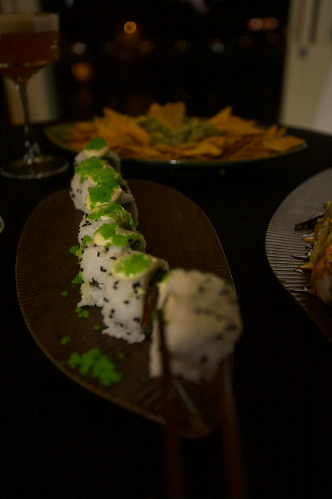 Sushi platter at a Soft Szn brunch event